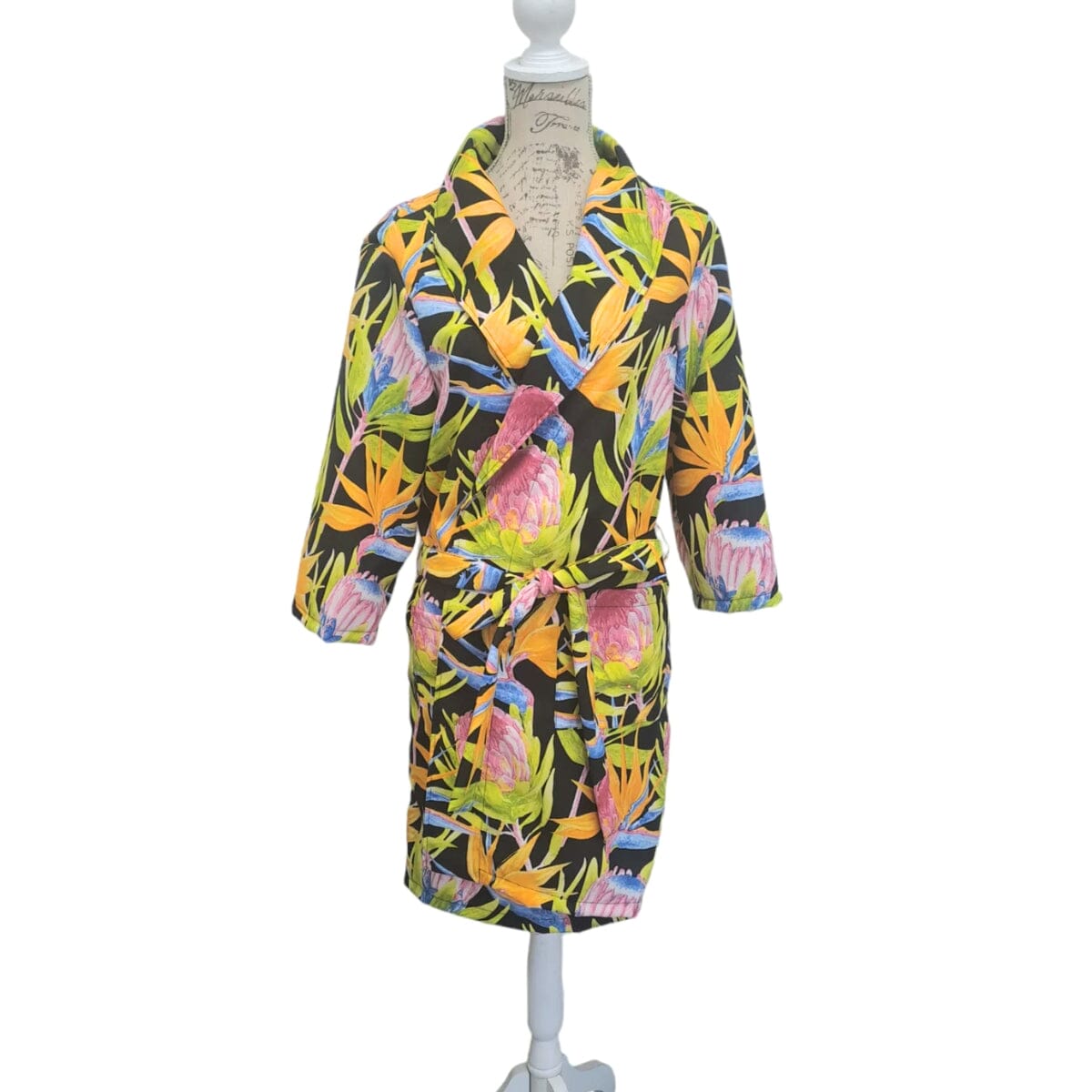 Tradishnal Ladies Printed Gowns Sleepwear TraDishNal Black Strelitzia small / medium 