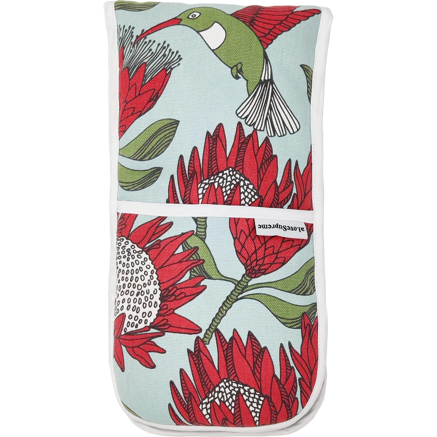 aLoveSupreme Cotton Oven Gloves with Proteas Kitchen Textiles aLoveSupreme double joined gloves blue 