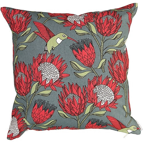 aLoveSupreme Cushion Covers with Proteas Cushions aLoveSupreme red on gunmetal