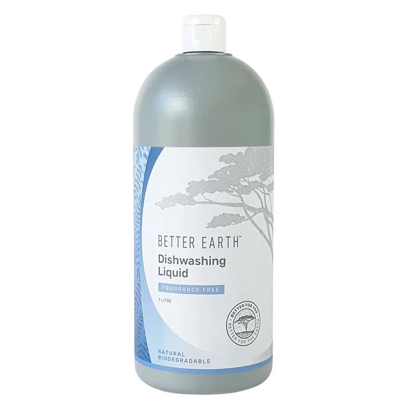Better Earth Natural Dishwashing Liquid Kitchen & Bathroom Better Earth 1 litre Fragrance-Free 