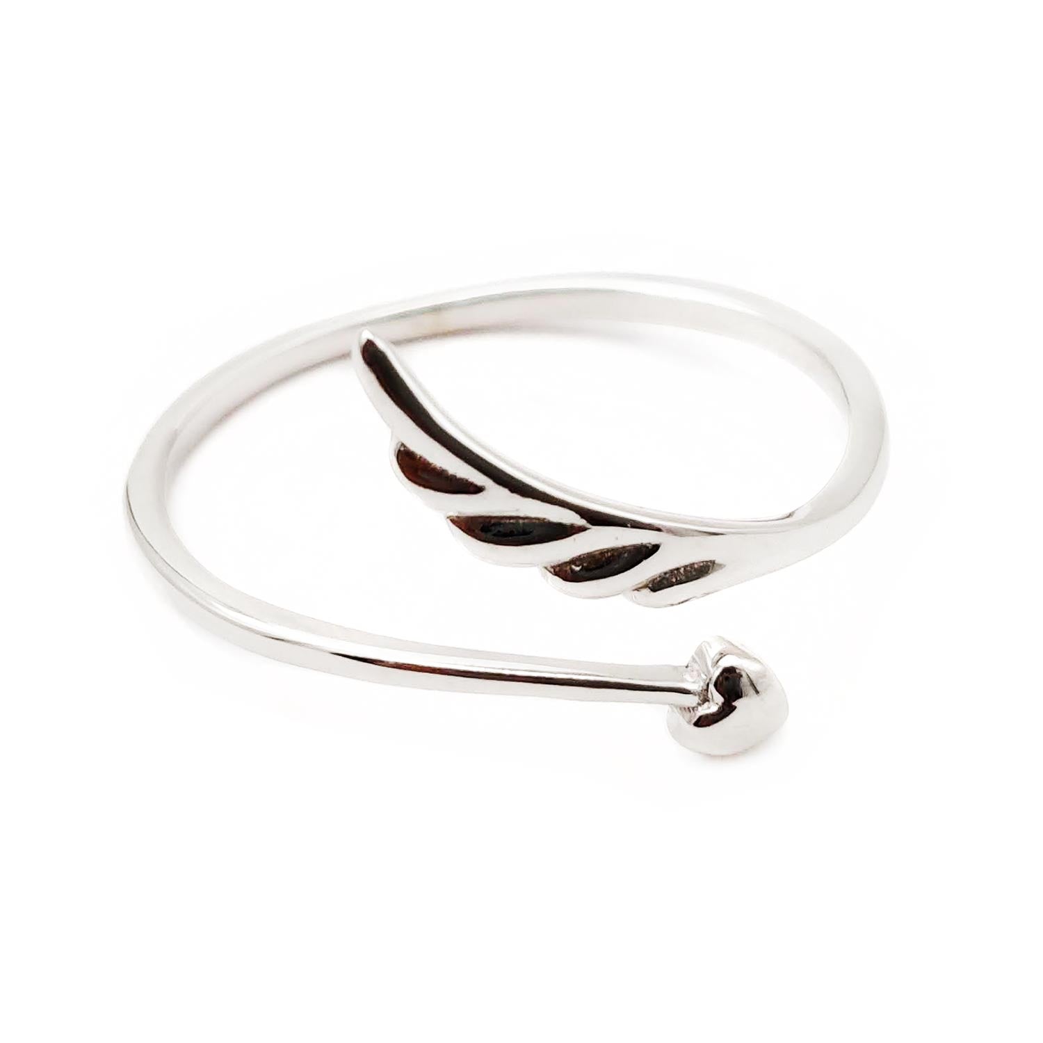 Charmz Jewellery Sterling Silver Adjustable Heart & Feather Ring Jewellery Charmz