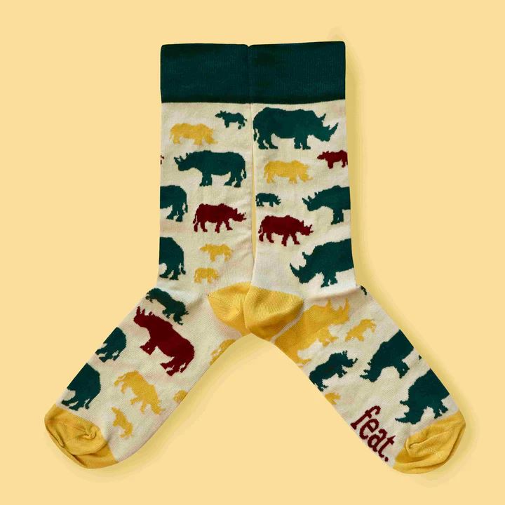 FEAT Men’s Milk & Forest Rhino socks Socks & Tights FEAT Sock Co. 