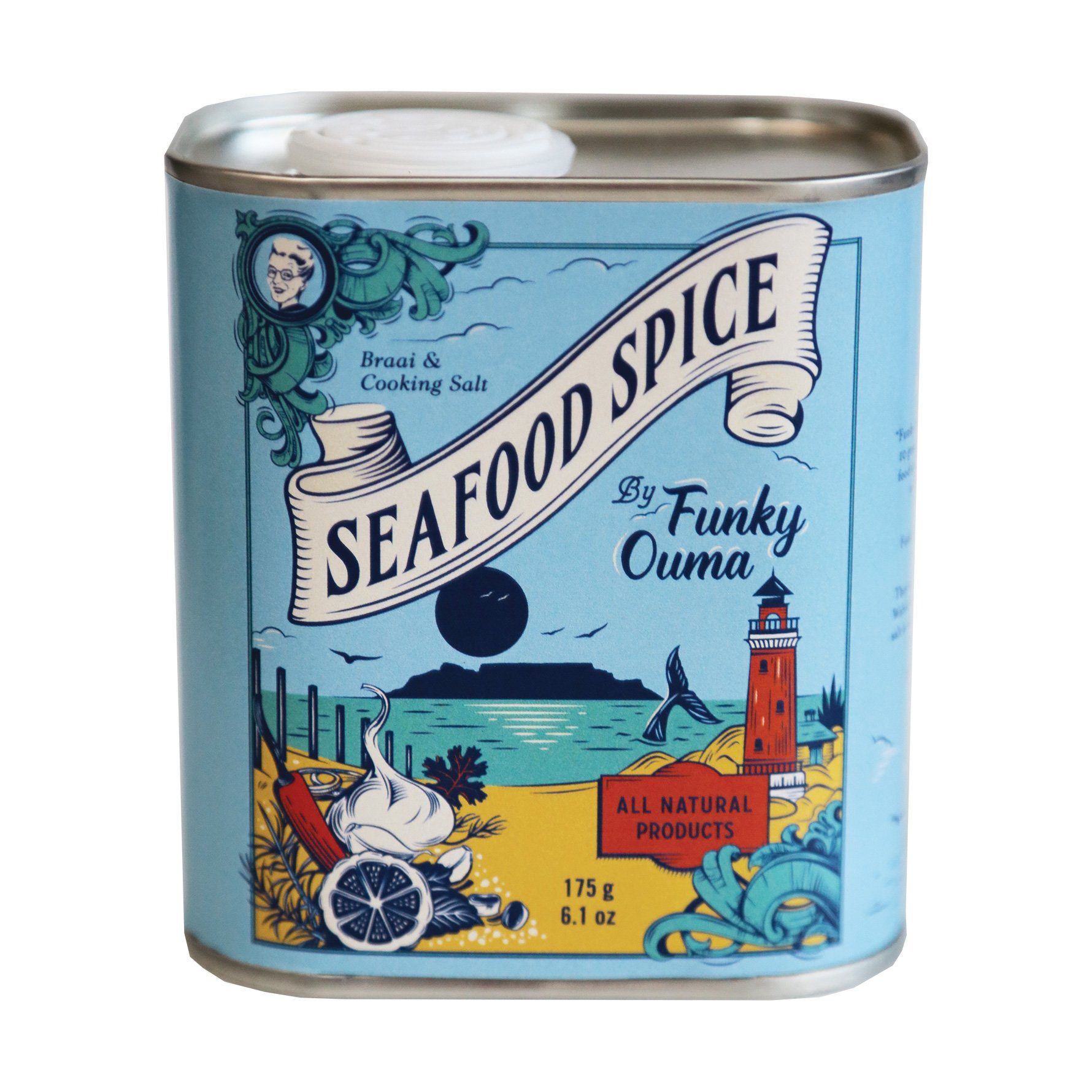 Funky Ouma Seafood Spice Tin 250ml Salts, Herbs & Spices Funky Ouma 