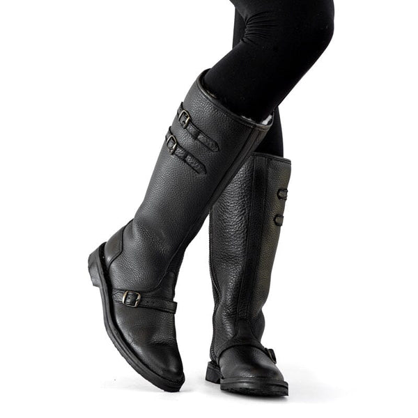 Ladies black long boots best sale