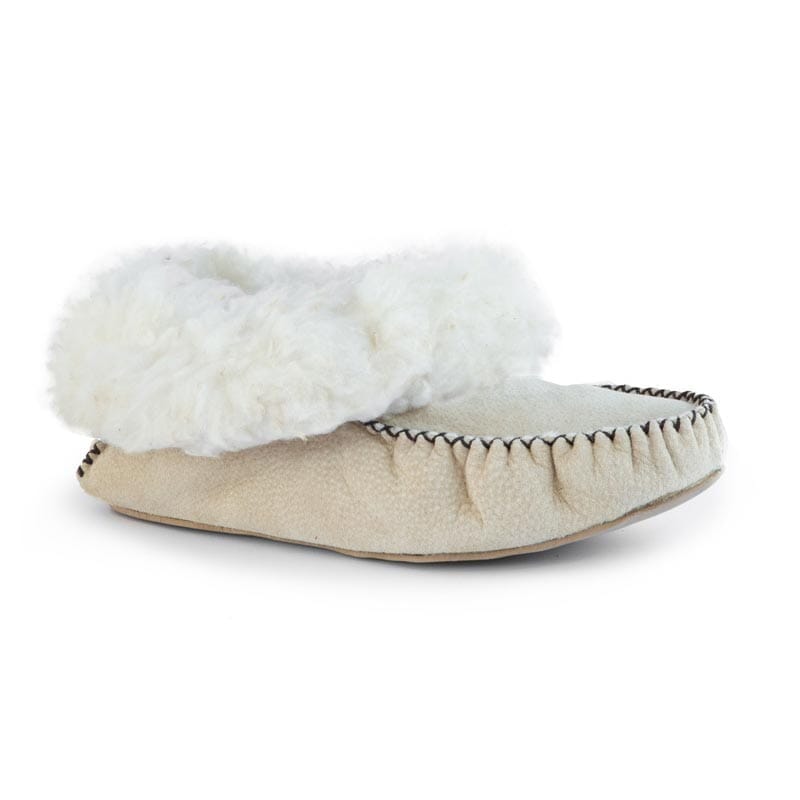 Groundcover Beige Sheepskin & Wool Moccasin Slippers Slippers Groundcover 