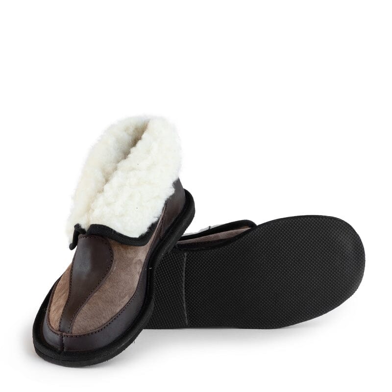Groundcover Brown Wool Fold-Down Slipper Slippers Groundcover 