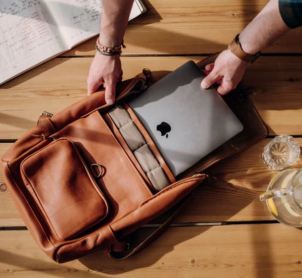 Groundcover Londoner Leather Laptop Bag | Made by Artisans