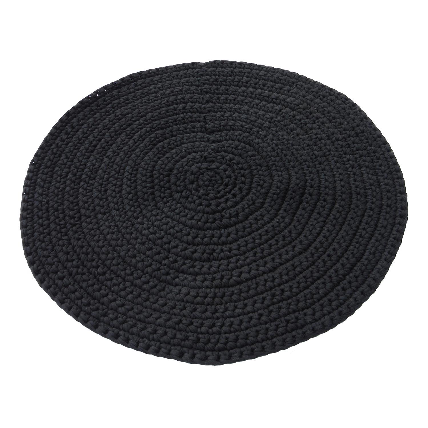 H18 Cotton Crochet Round Mats Rugs & Mats H18 Foundation Black 80cm 