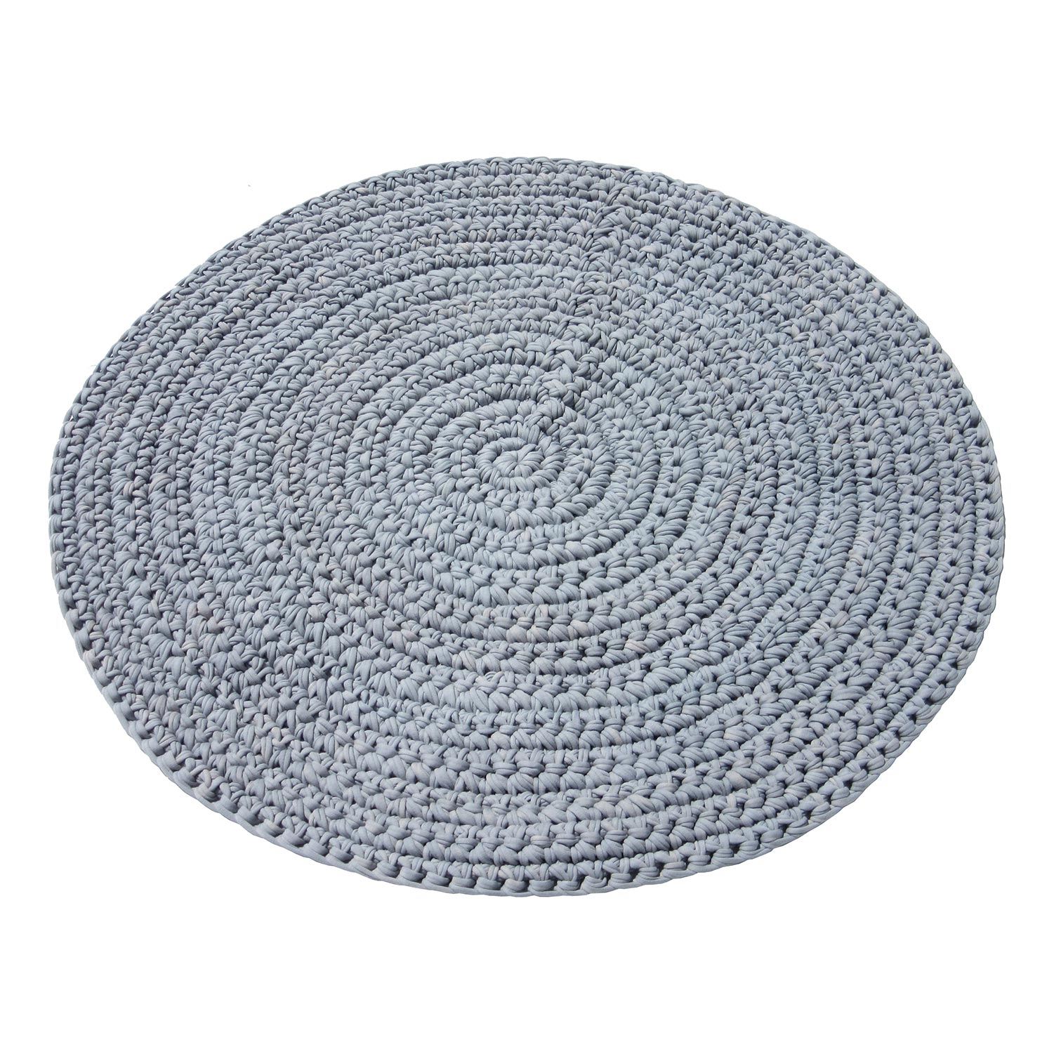 H18 Cotton Crochet Round Mats Rugs & Mats H18 Foundation Light Grey 80cm 