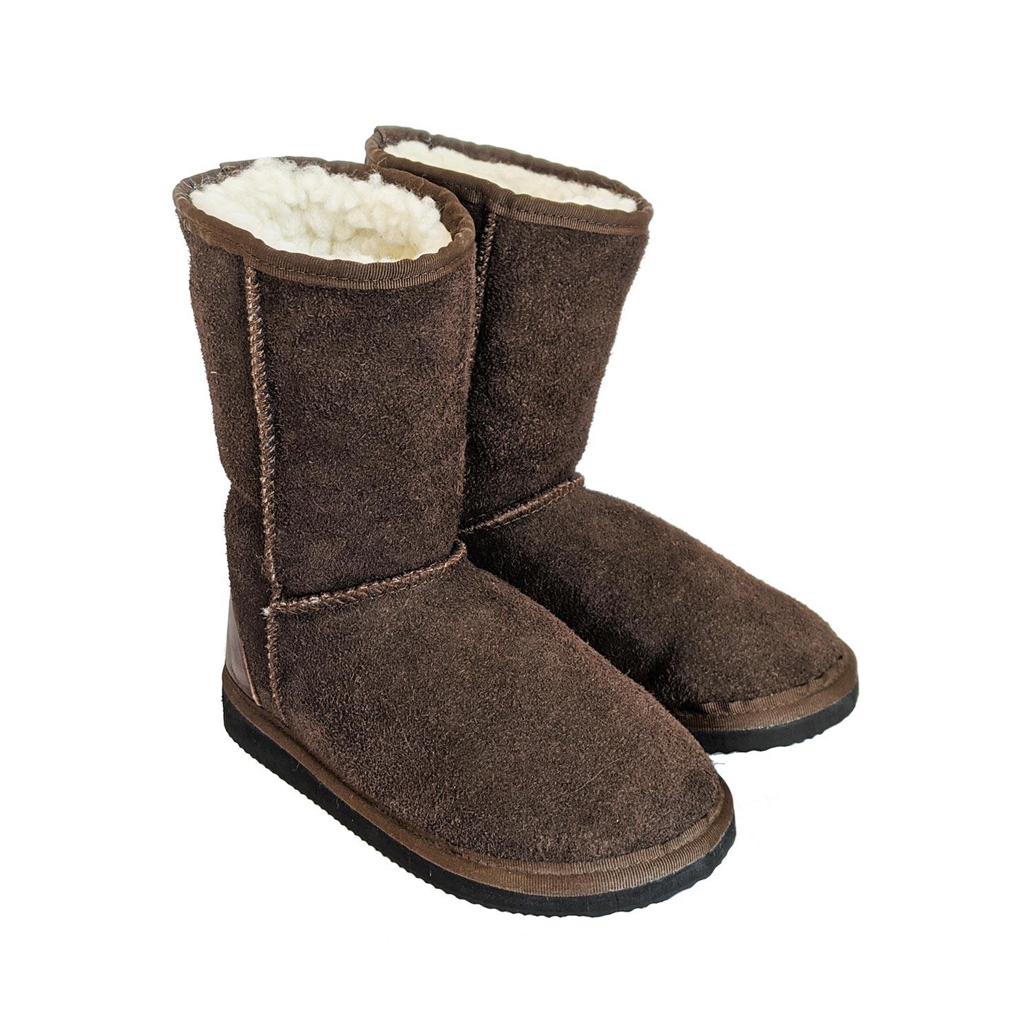 Karu Oskie Chocolate Suede & Wool Slipper Boots clothing & accessories Karu Slippers