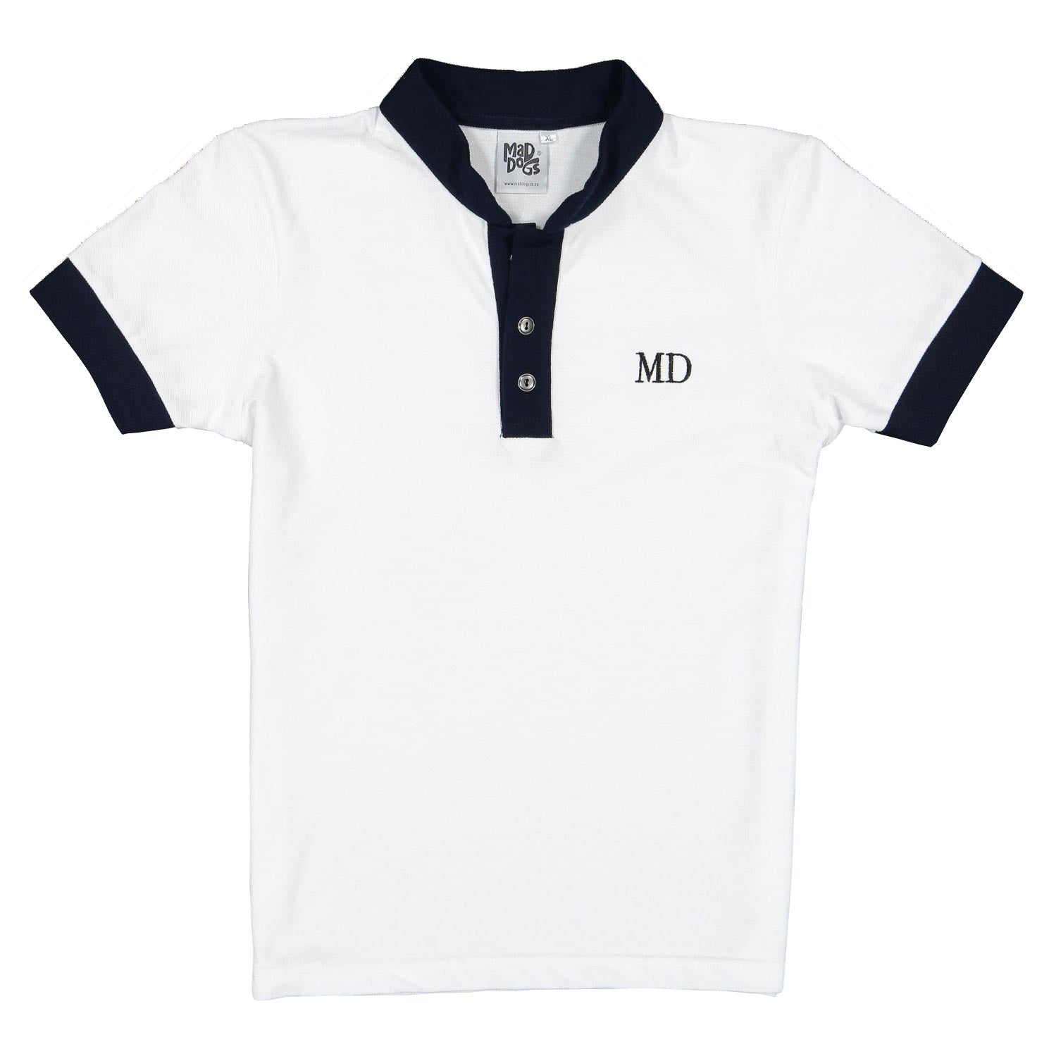 Mad Dogs White & Navy Elite Girls Polo Shirt Kids Tops Mad Dogs 