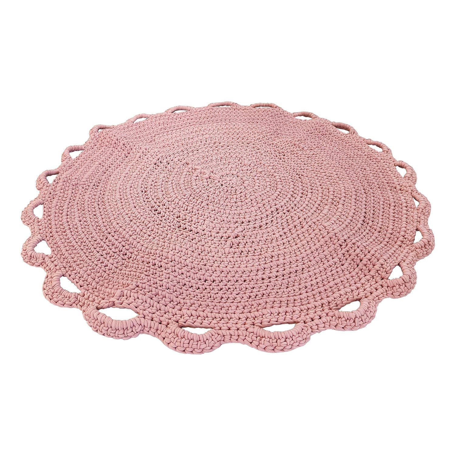 Made by Artisans Cotton Crochet Round Scalloped Mats Rugs & Mats Made by Artisans 1.0m Dusty Pink