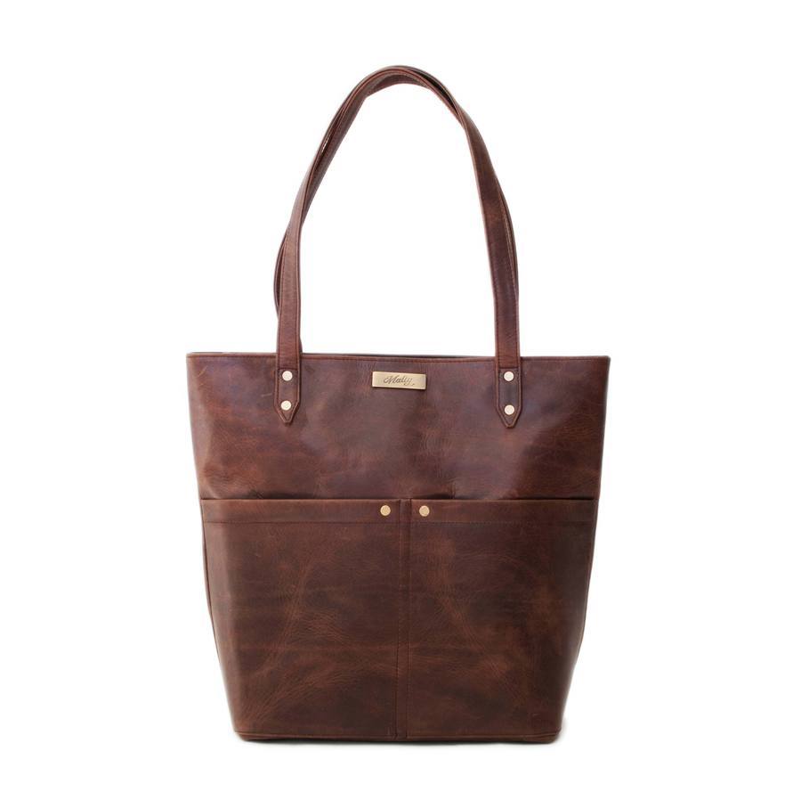 Mally Betty Zip Tote Leather Handbag Bags & Handbags Mally Leather Bags brown 