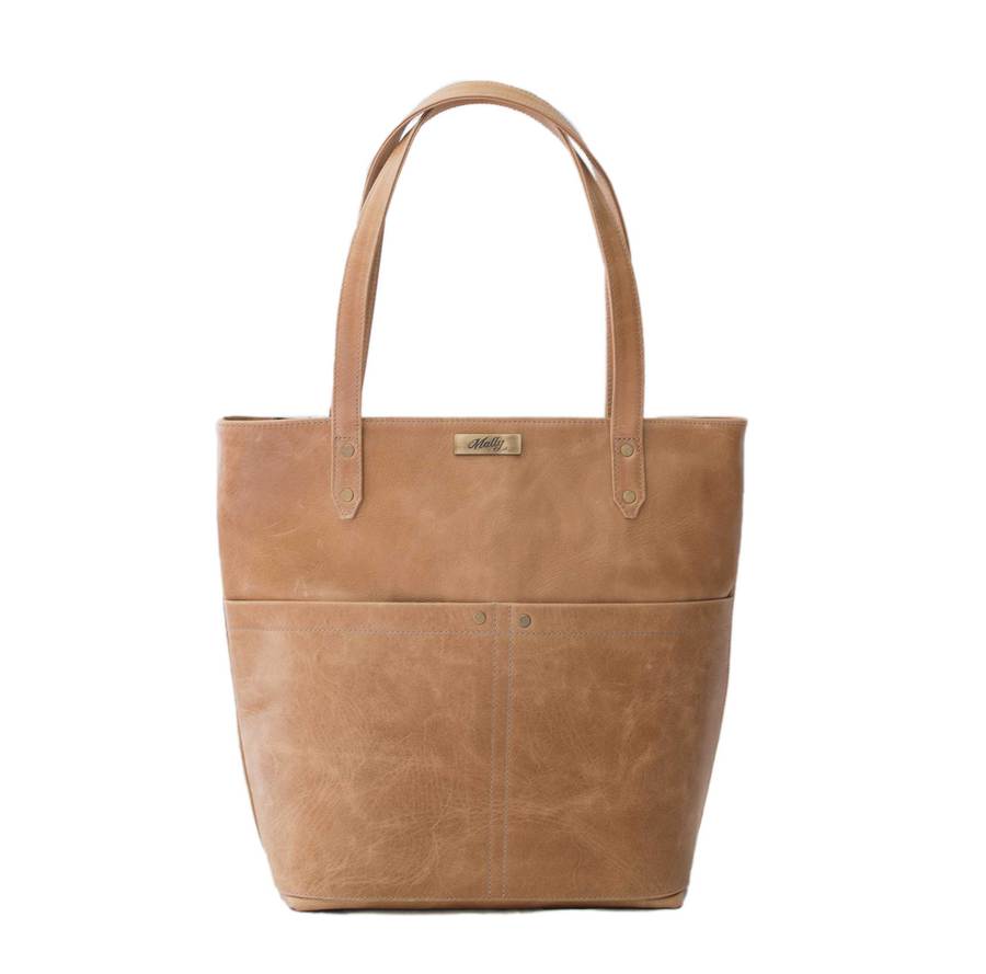 Mally Betty Zip Tote Leather Handbag Bags & Handbags Mally Leather Bags tan 