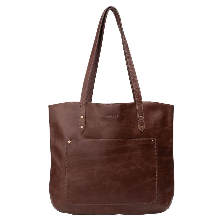 Mally Zara Tote Leather Handbag Bags & Handbags Mally Leather Bags brown 