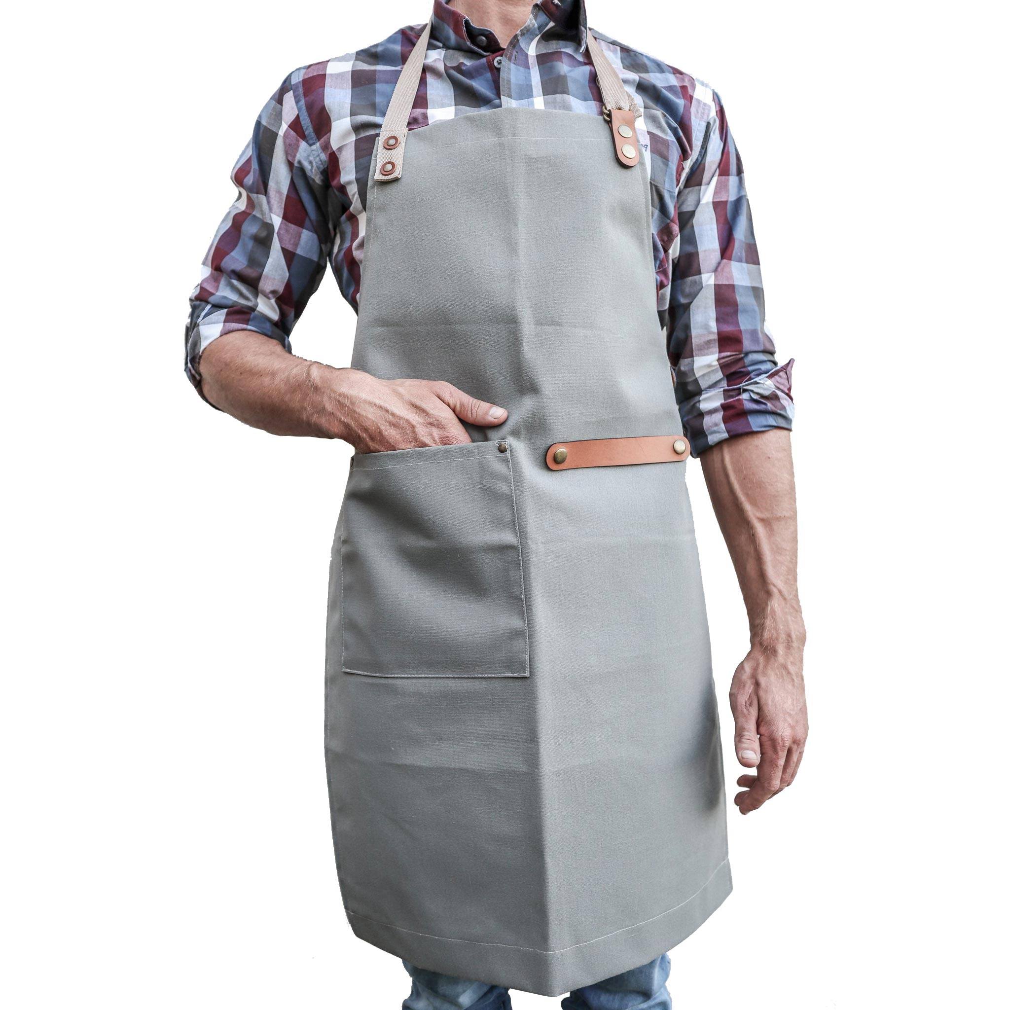 PdJ Cotton Canvas & Leather Aprons Aprons Pieter de Jager Wax-Coated Grey 