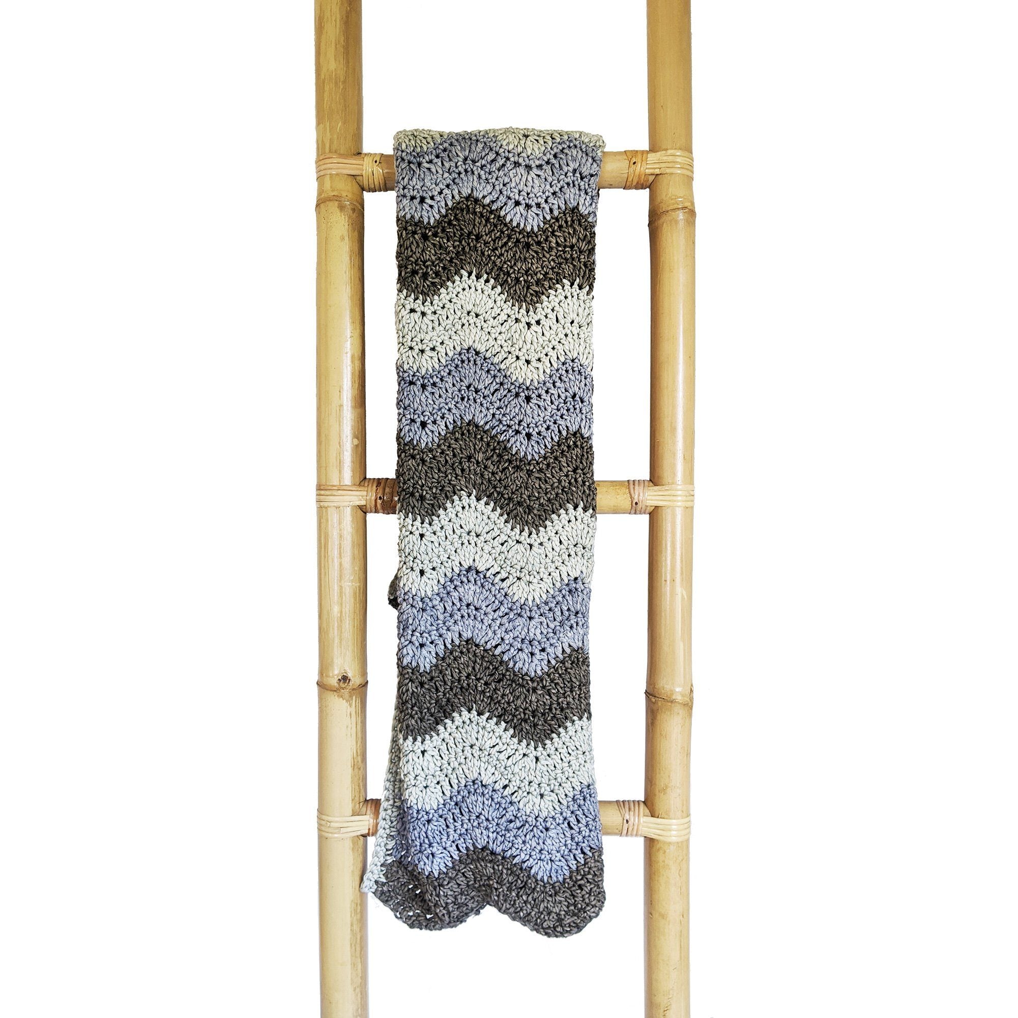 Salt & Stitch Grey & Blue Chevron Pattern Afghan Three Quarter home & decor Salt & Stitch