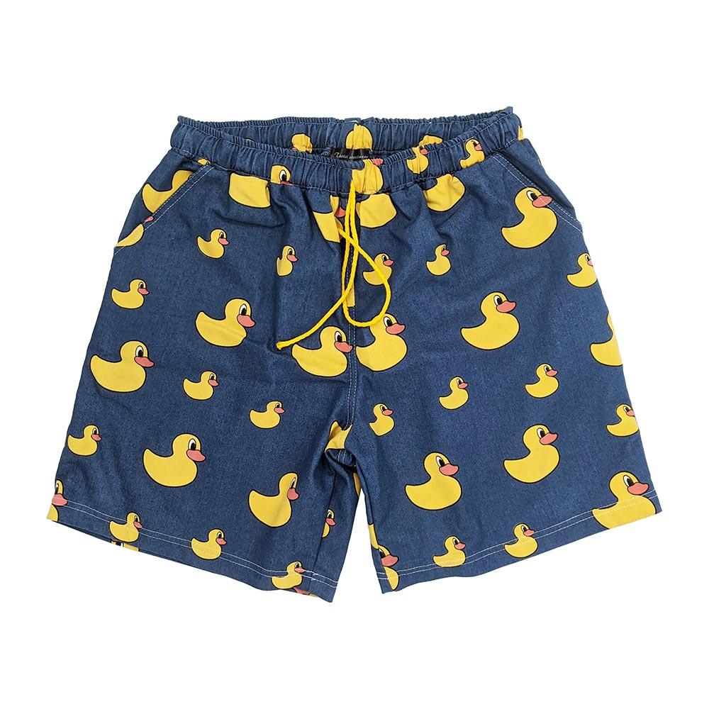 Tsotsi Mens Denim Yellow Ducks Shorts | Made by Artisans
